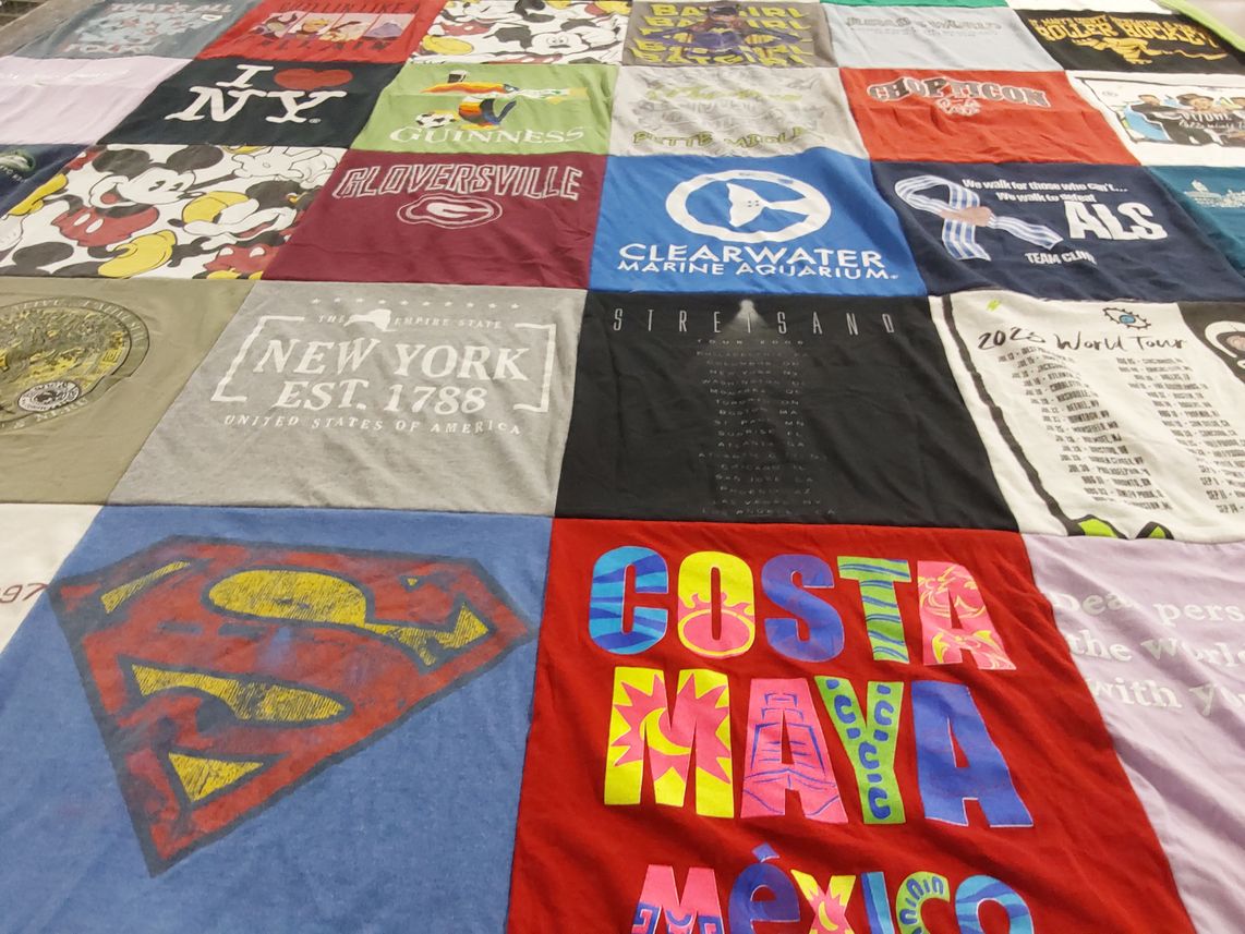 T-shirt quilt with travel, marine life themes by John from MD