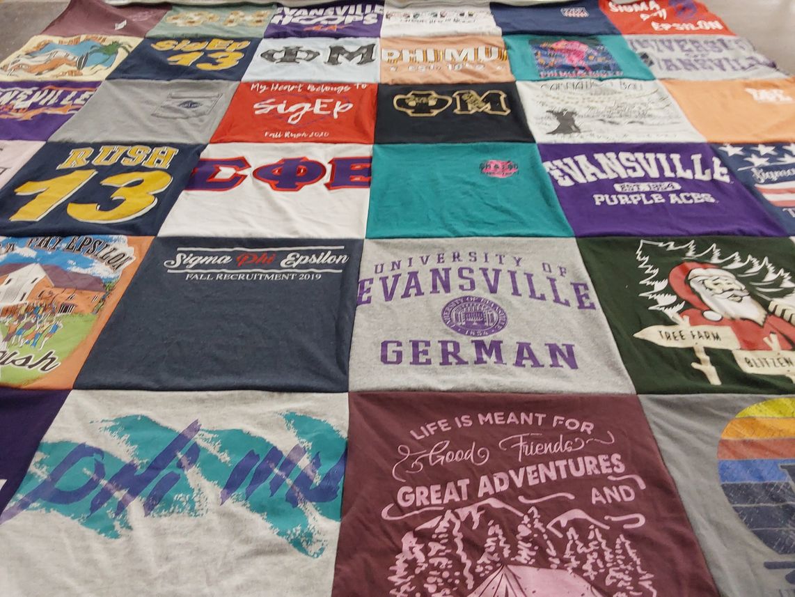 T-shirt quilt from university of evansville by Danielle from IN