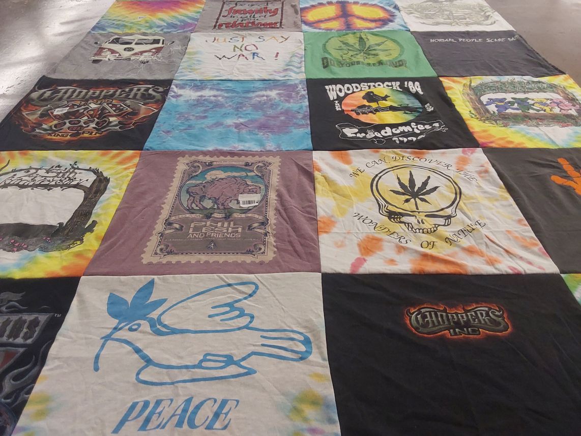 T-shirt quilt with music, festival themes by David from NY