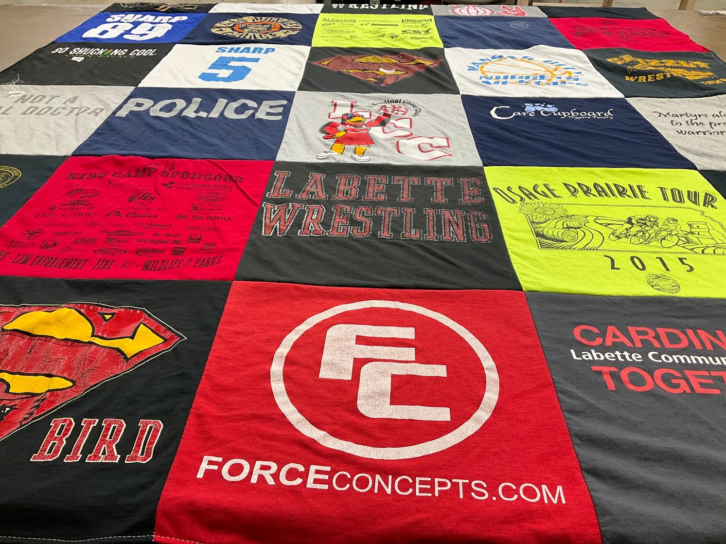 T-shirt quilt featuring labette cardinals by Mary from KS