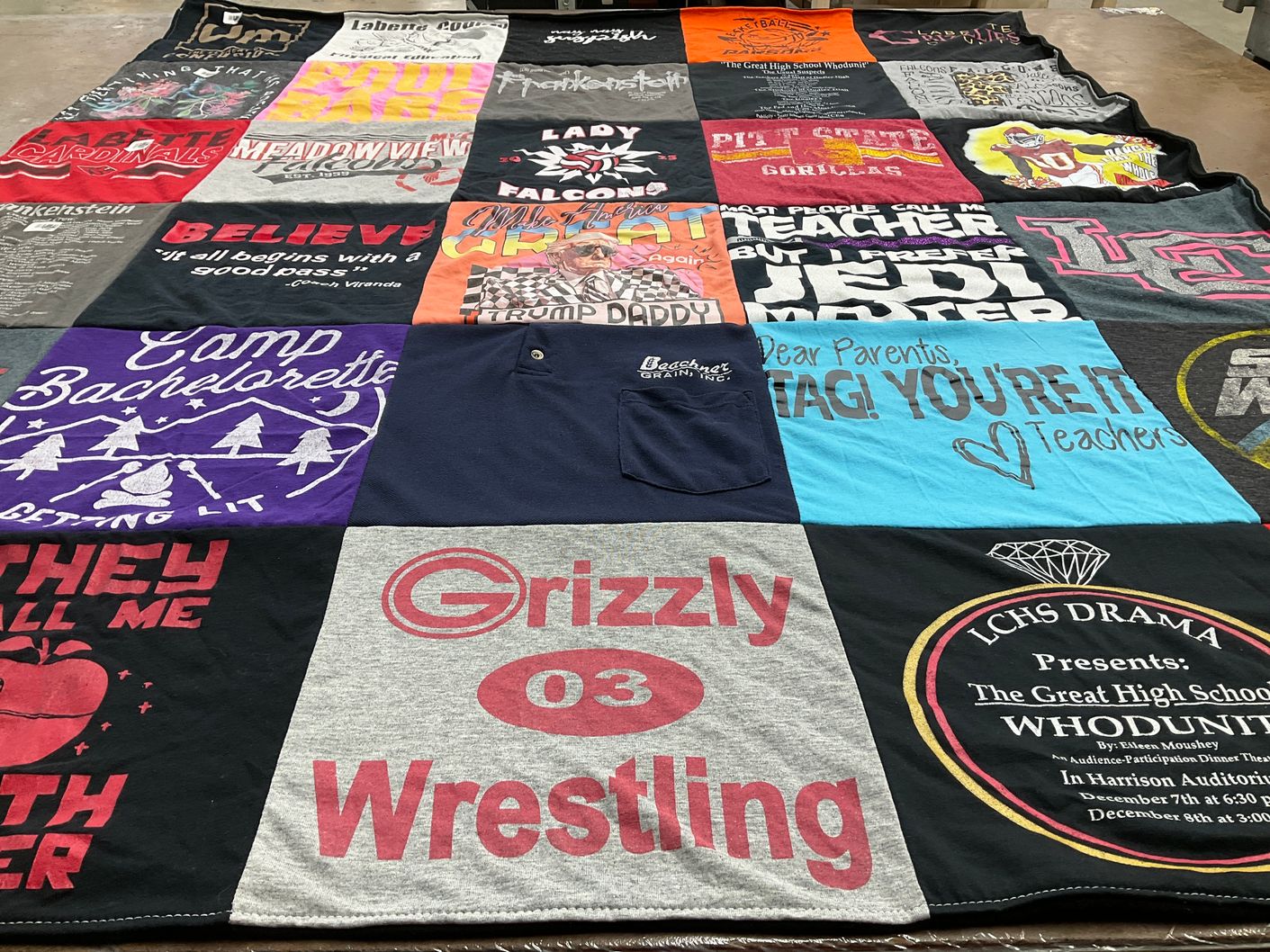 T-shirt quilt from pitt state university, labette community college by Mary from KS