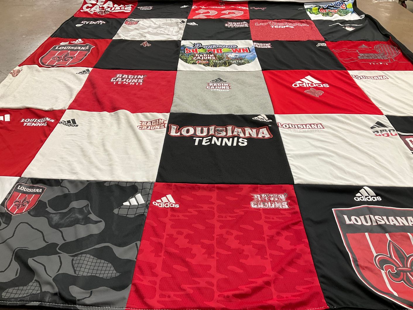T-shirt quilt featuring ragin cajuns tennis by Riley from LA