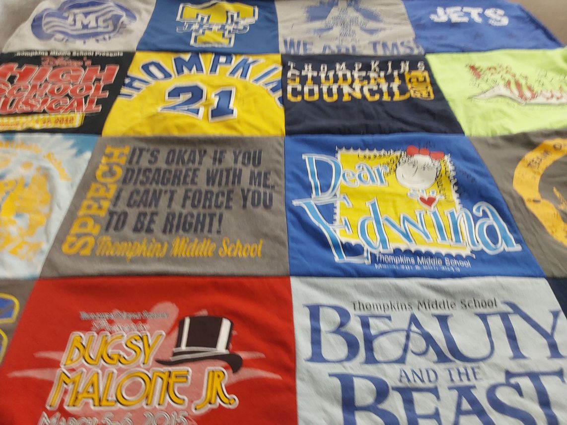 T-shirt quilt from thompkins middle school by Kara from IN