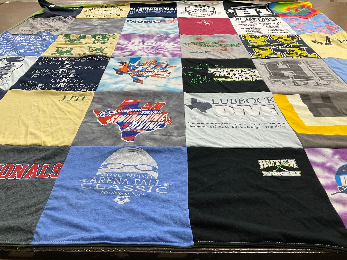 T-shirt quilt featuring lubbock high school swimming team by Krissy from TX