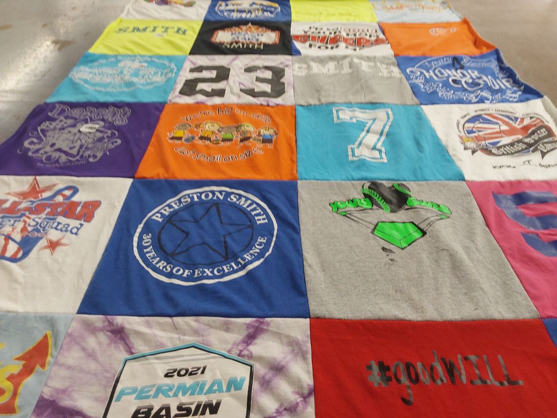 T-shirt quilt from preston smith high school by Krissy from TX