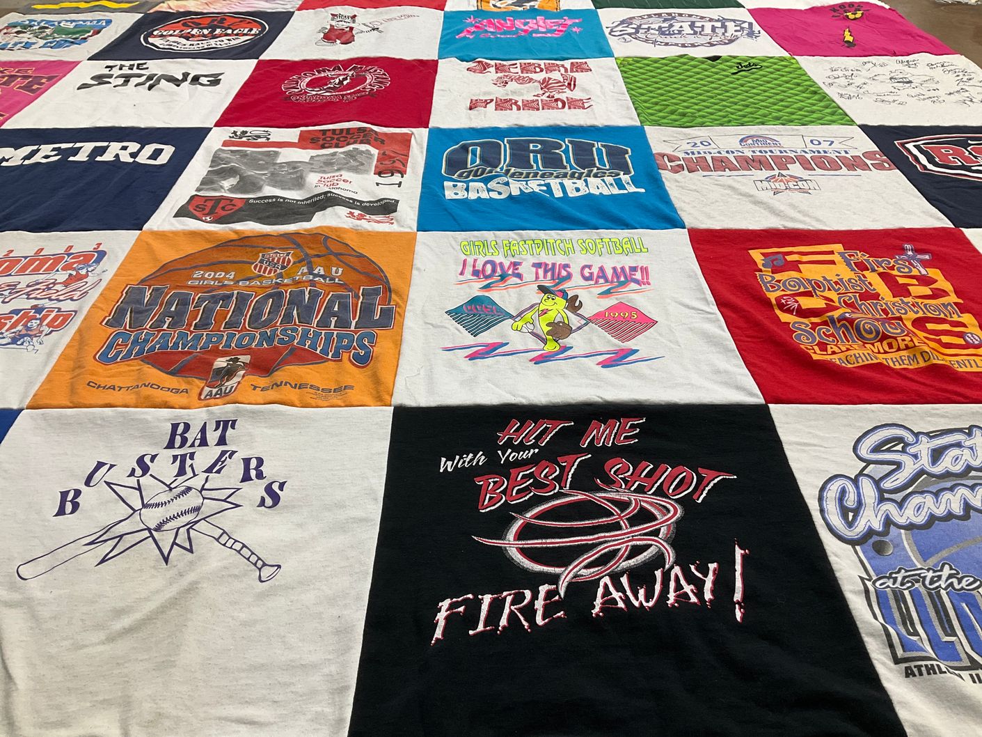 T-shirt quilt from oru, oral roberts university by Jennifer from OK