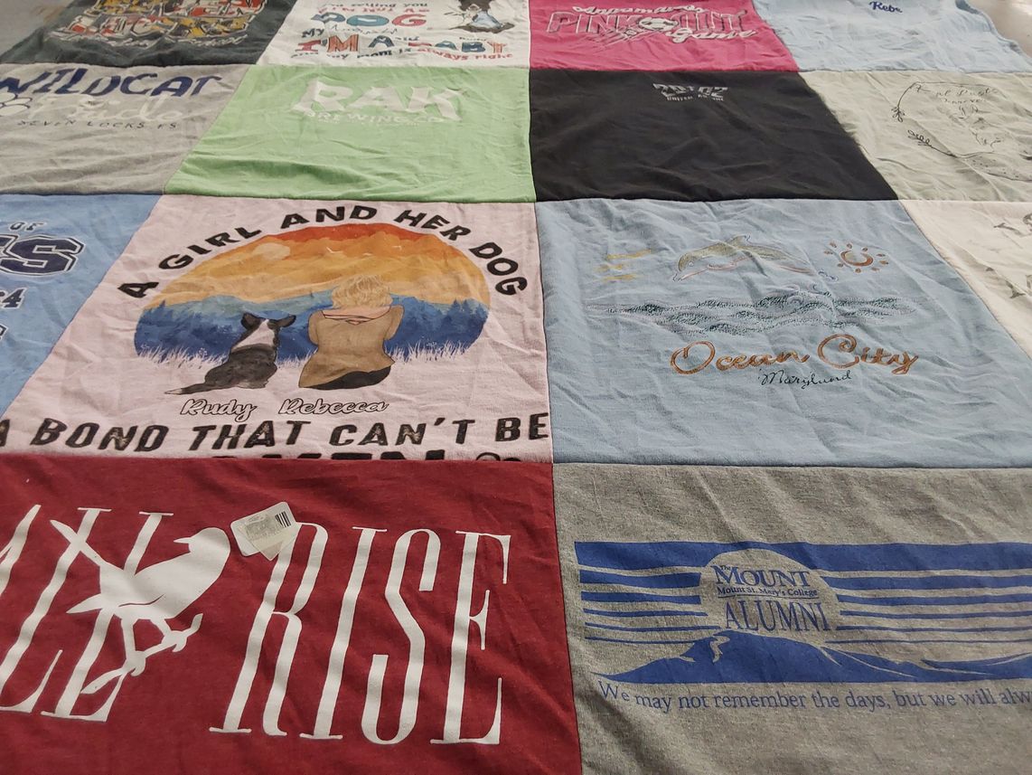 T-shirt quilt from mount st. mary's college by Rebecca from MD