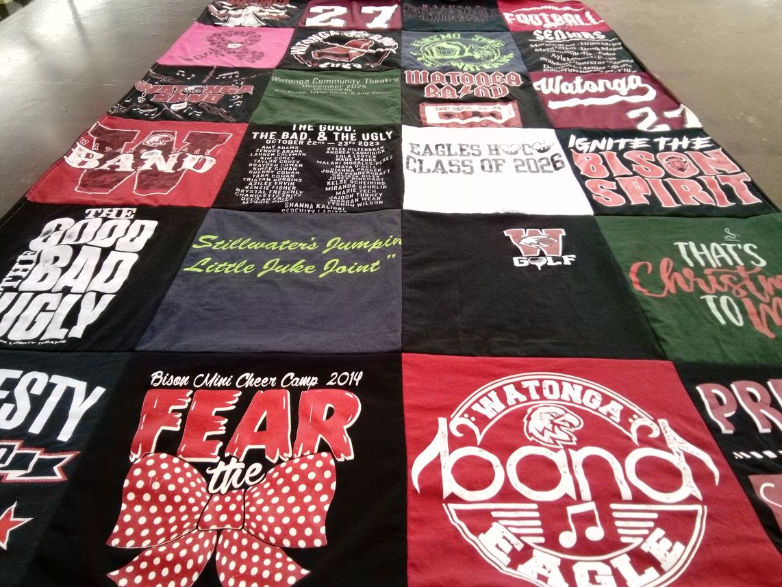 T-shirt quilt from watonga high school by Dorothea from OK