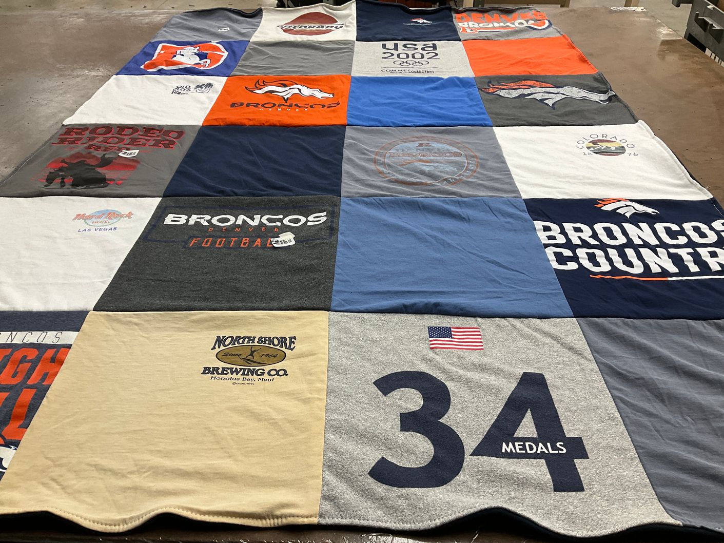 T-shirt quilt featuring denver broncos by Jo from CO
