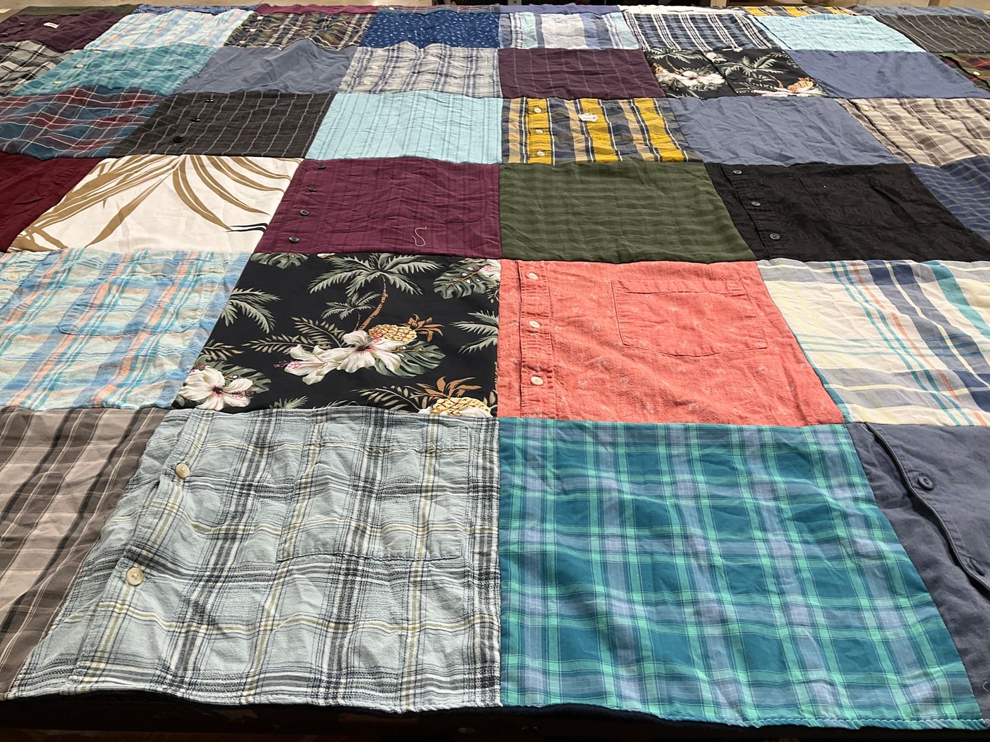 T-shirt quilt with sewing, quilting themes by Sara from CA