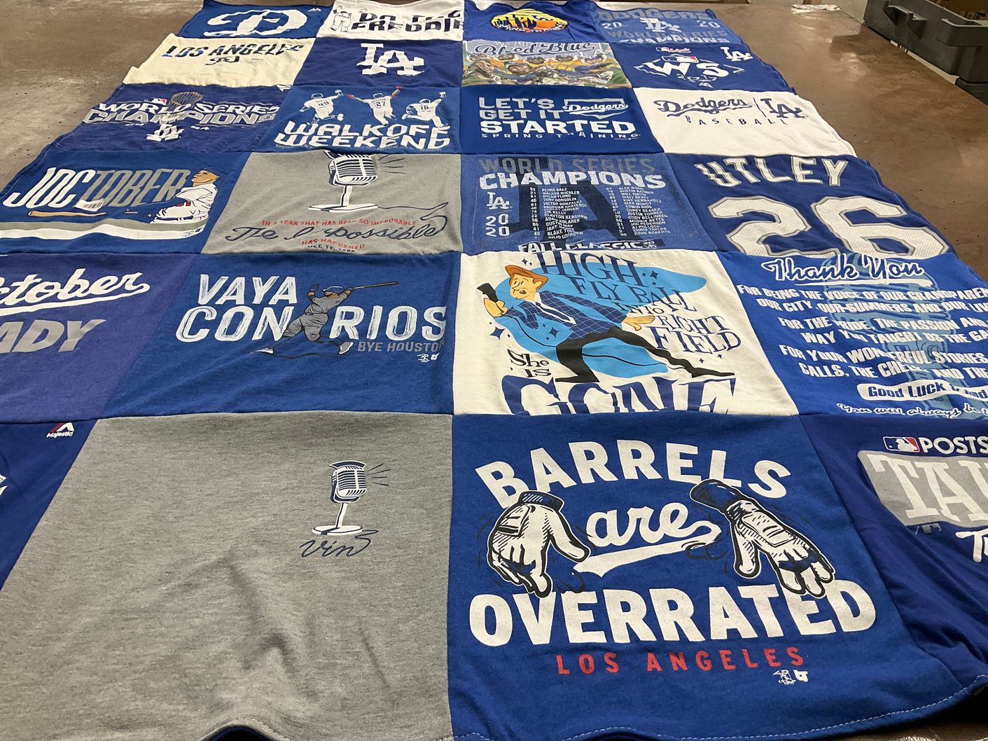 T-shirt quilt featuring los angeles dodgers by Deborah from CA