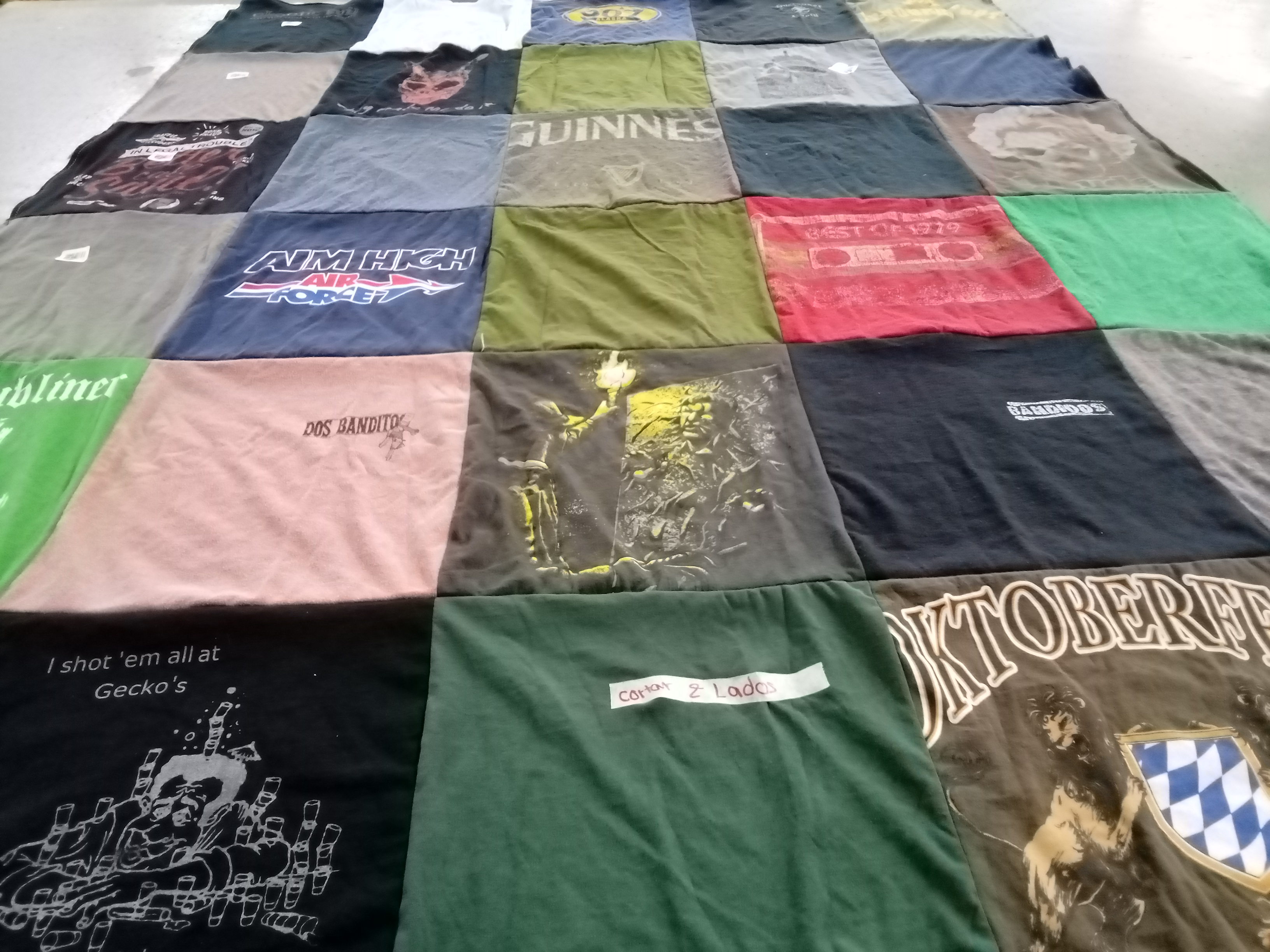 T-shirt quilt with beers, festivals themes by Christie from AK
