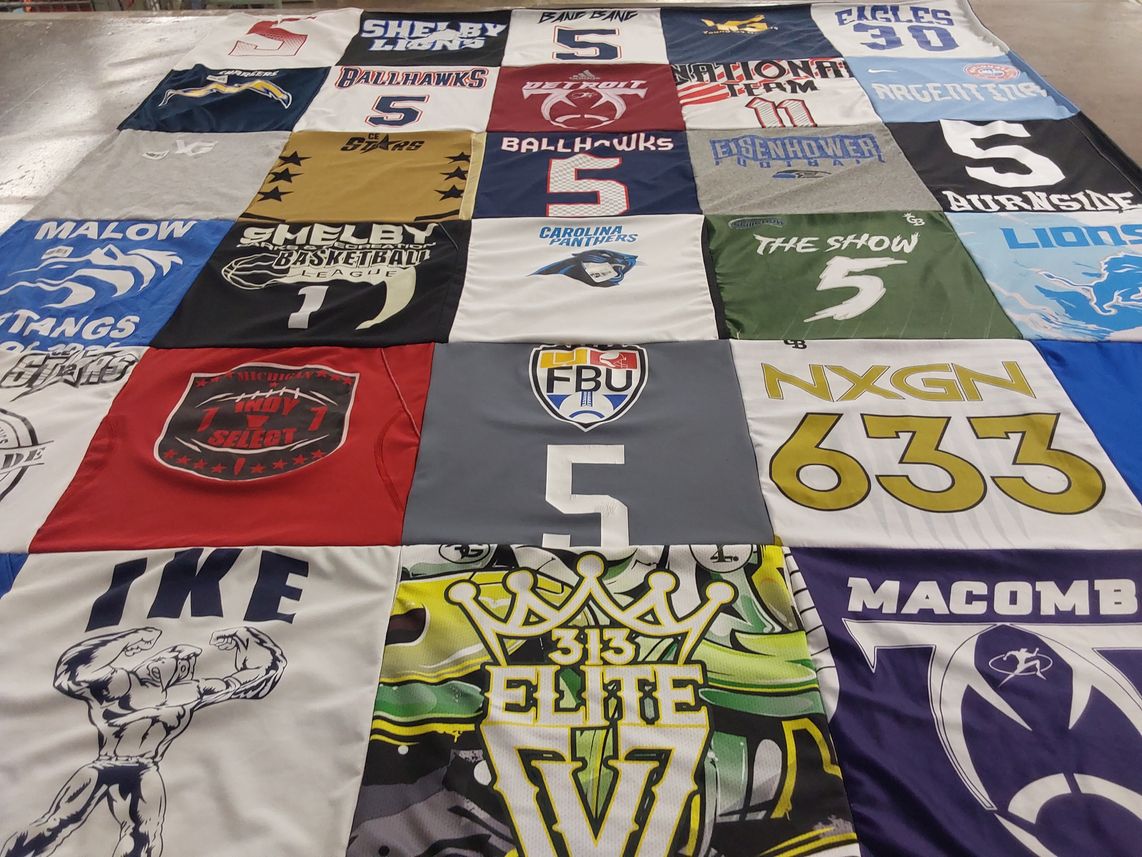 T-shirt quilt featuring shelby lions, ballhawks by CORTNEY from MI