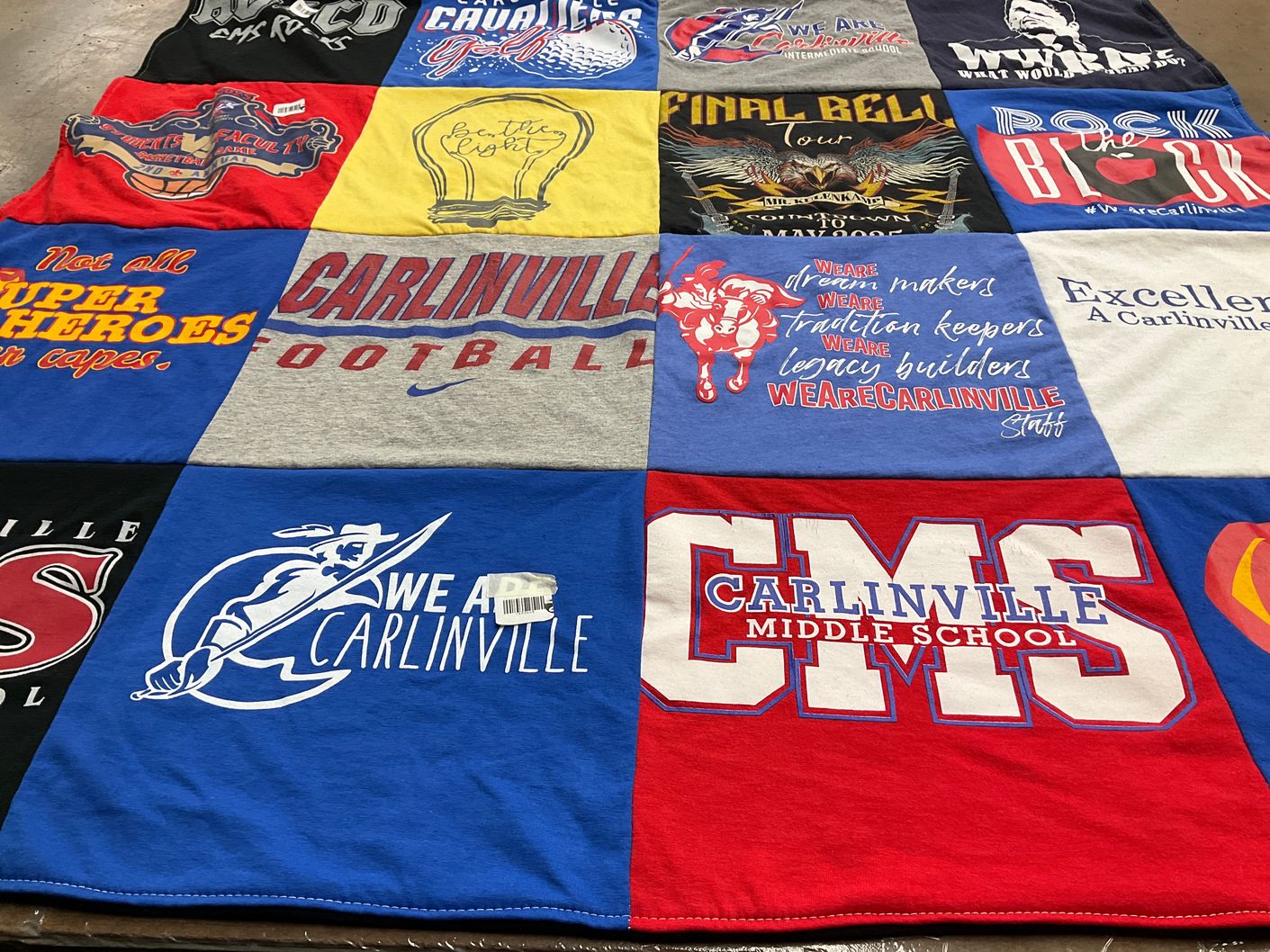 T-shirt quilt from carlinville middle school by Cathy from IL