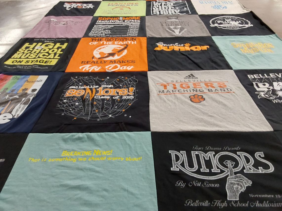 T-shirt quilt featuring belleville tigers marching band by Penelope from MI