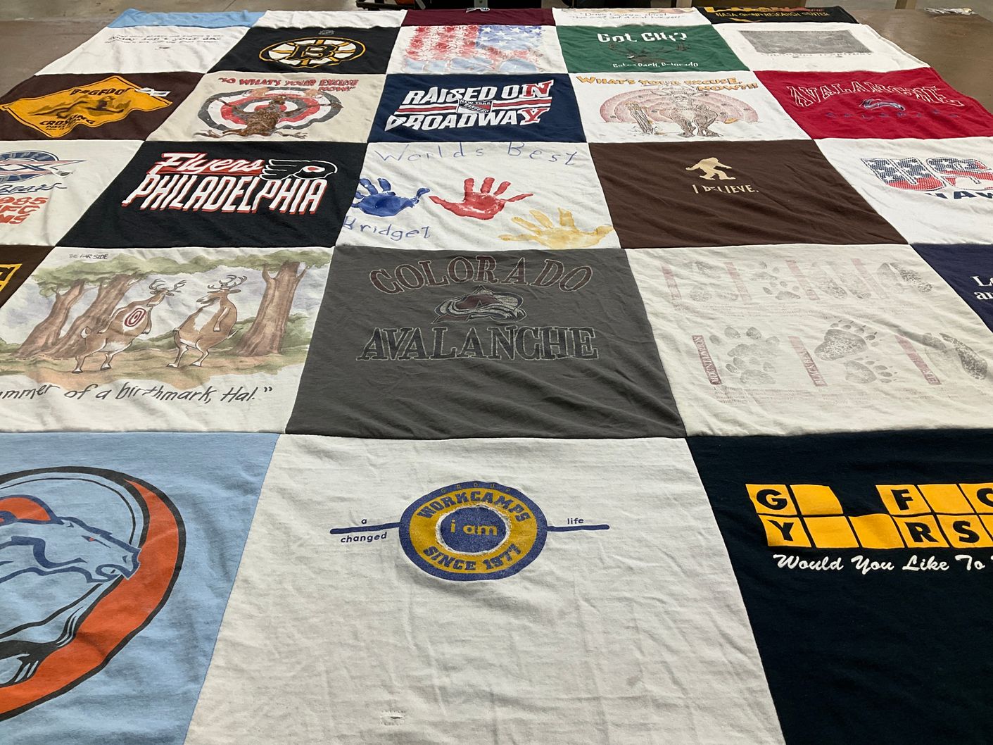 T-shirt quilt featuring colorado avalanche, philadelphia flyers by Dorothy from CO