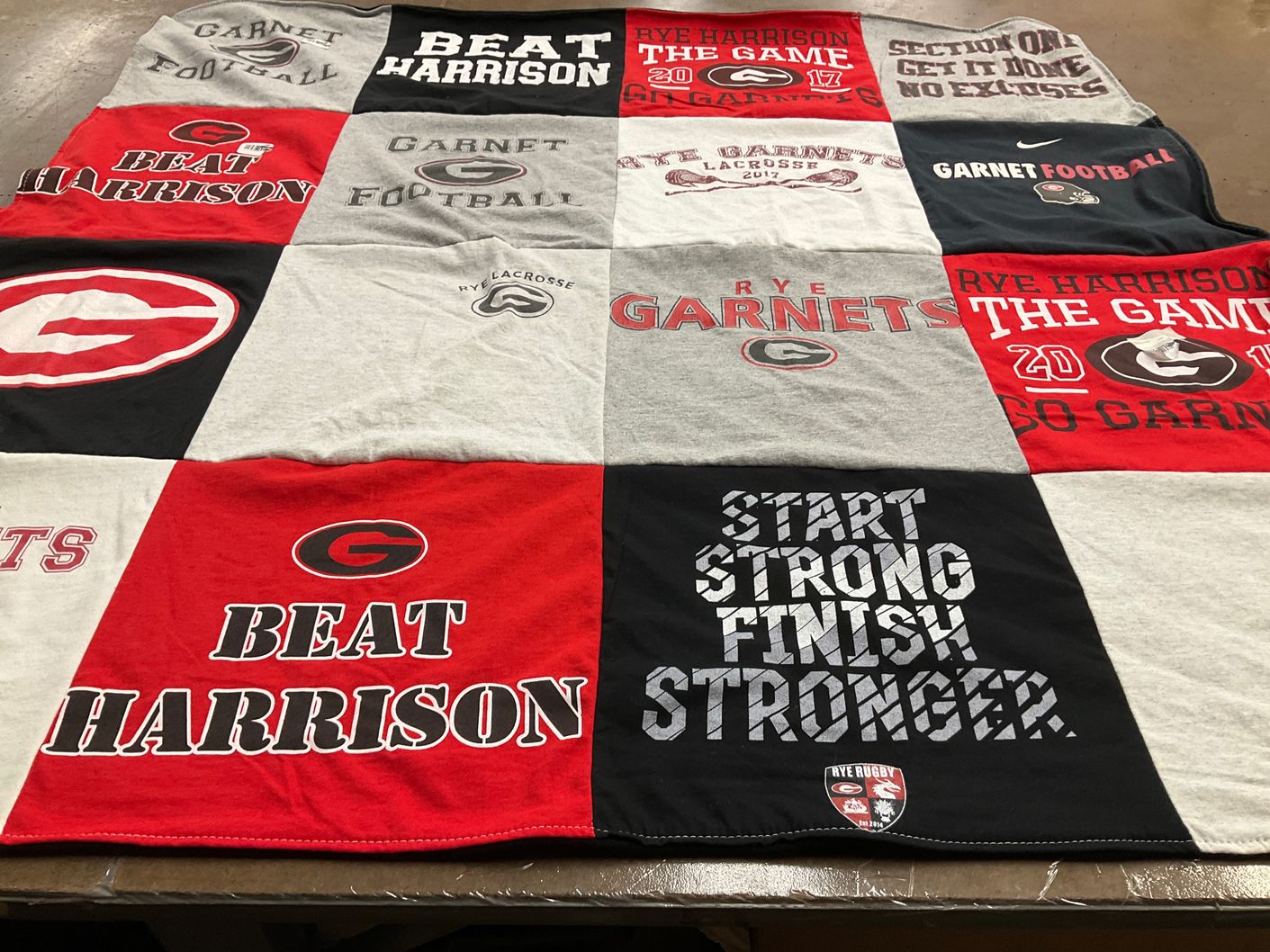 T-shirt quilt featuring rye garnets by debra from FL
