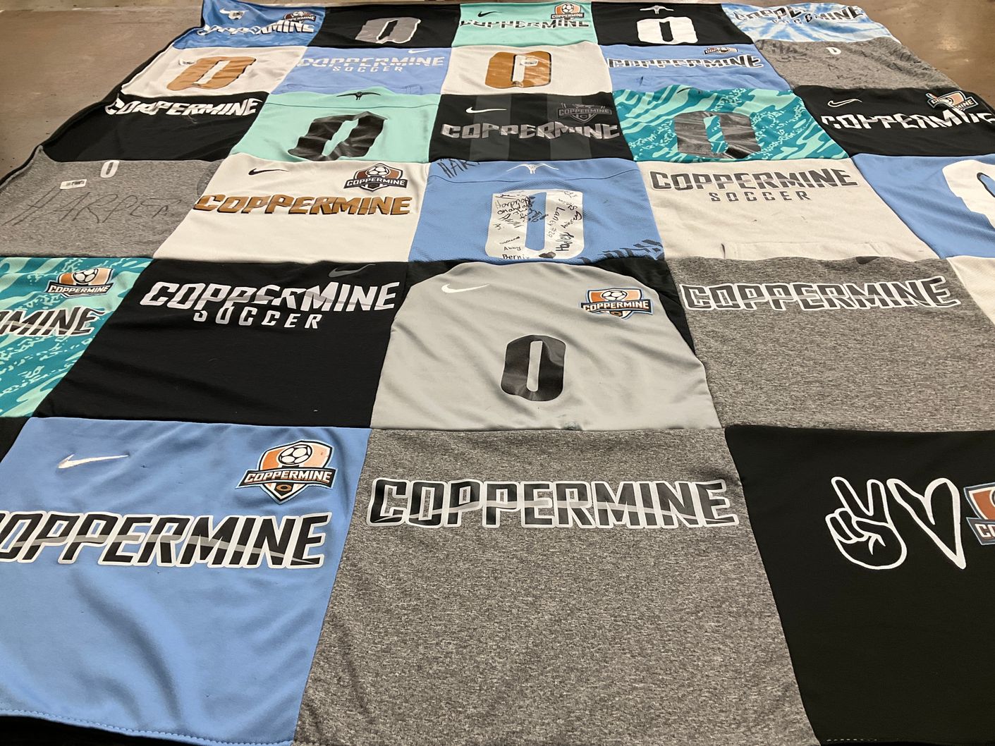 T-shirt quilt with soccer, sports themes by Ashley from MD