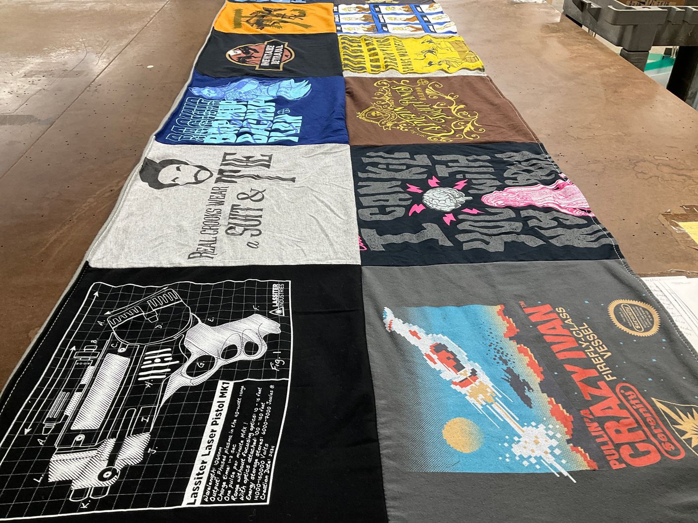 T-shirt quilt with graphics, design themes by Kenneth from GA