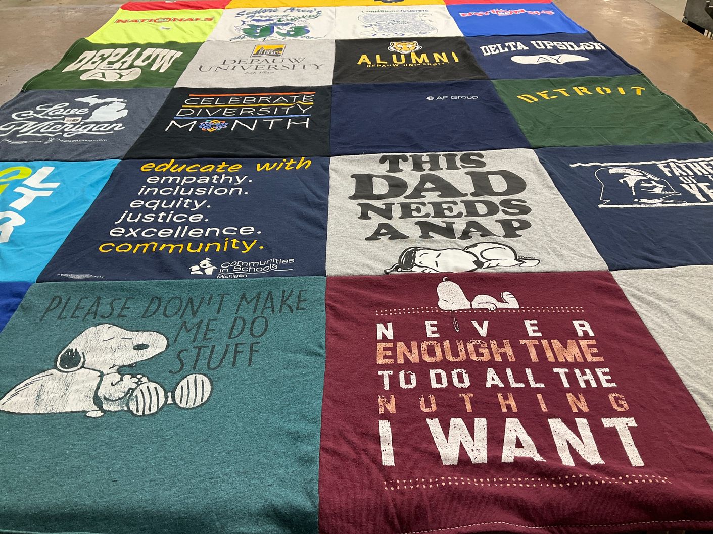 T-shirt quilt from depauw university by Brian from MI