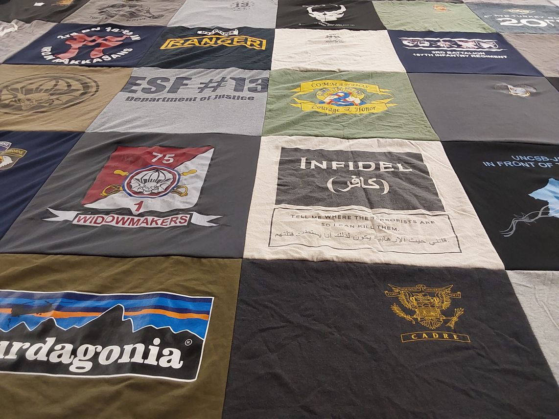 T-shirt quilt with military, law enforcement themes by Patricia from VA