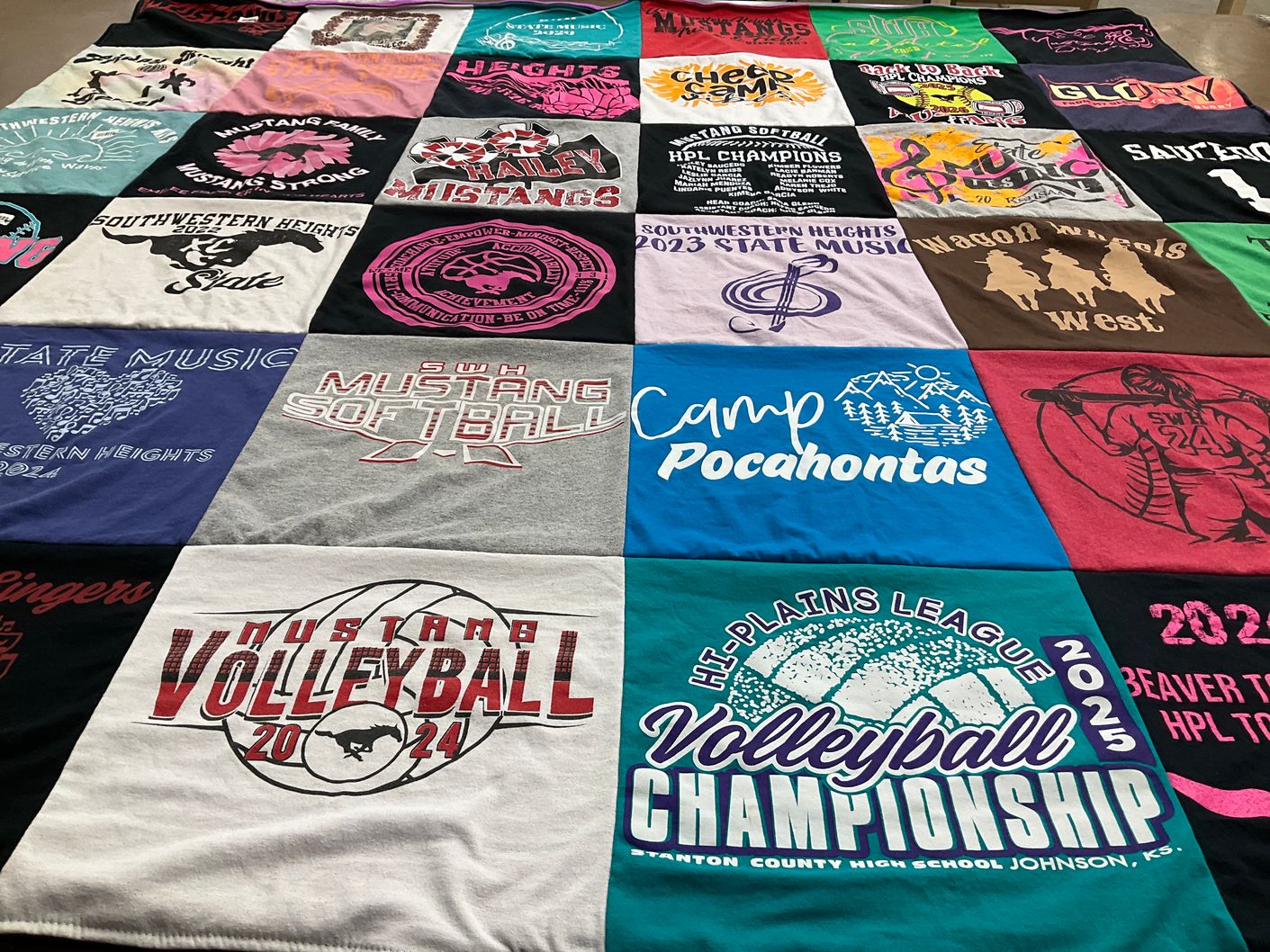 T-shirt quilt featuring southwestern heights volleyball team, southwestern heights softball team by Martha from KS