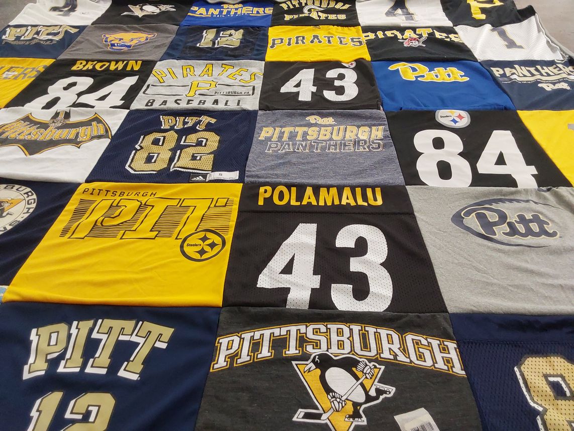 T-shirt quilt featuring pittsburgh panthers, pittsburgh pirates by Mark from VA