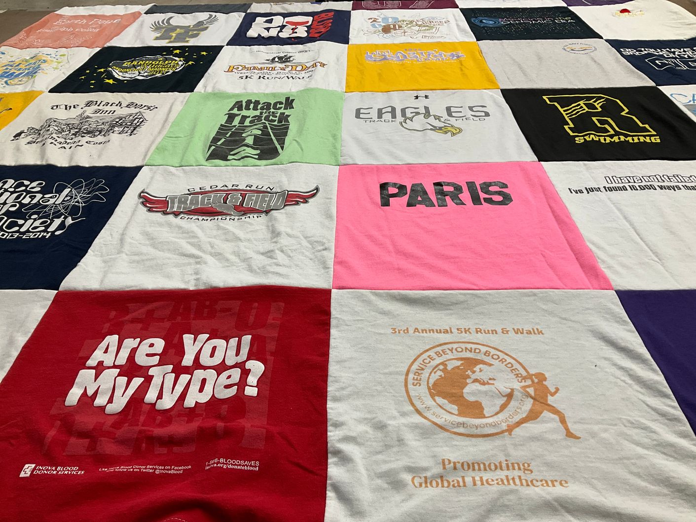 T-shirt quilt featuring eagles track and field by Tabitha from VA