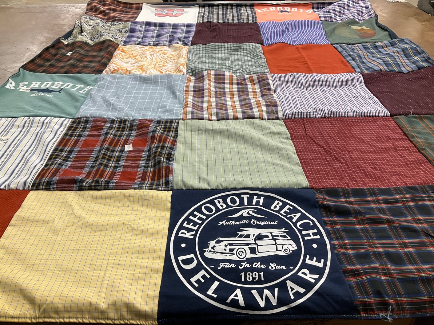 T-shirt quilt with beach, travel themes by Ashley from NY
