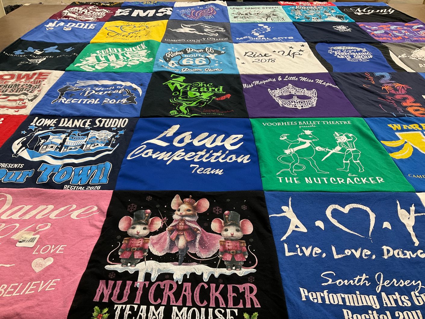 T-shirt quilt featuring lowe competition team by Rebecca from NJ