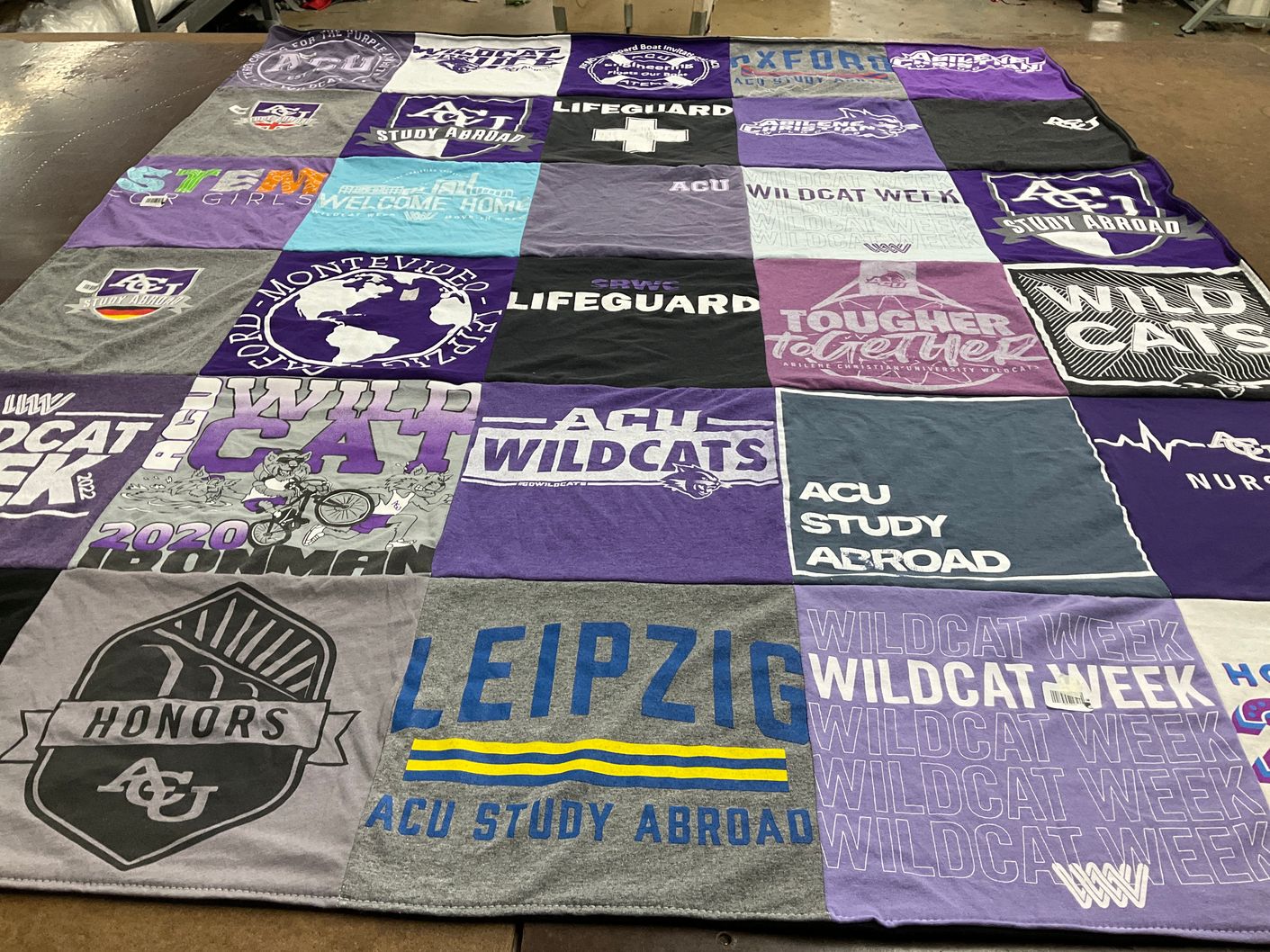 T-shirt quilt featuring abilene christian university wildcats by Darby from TX