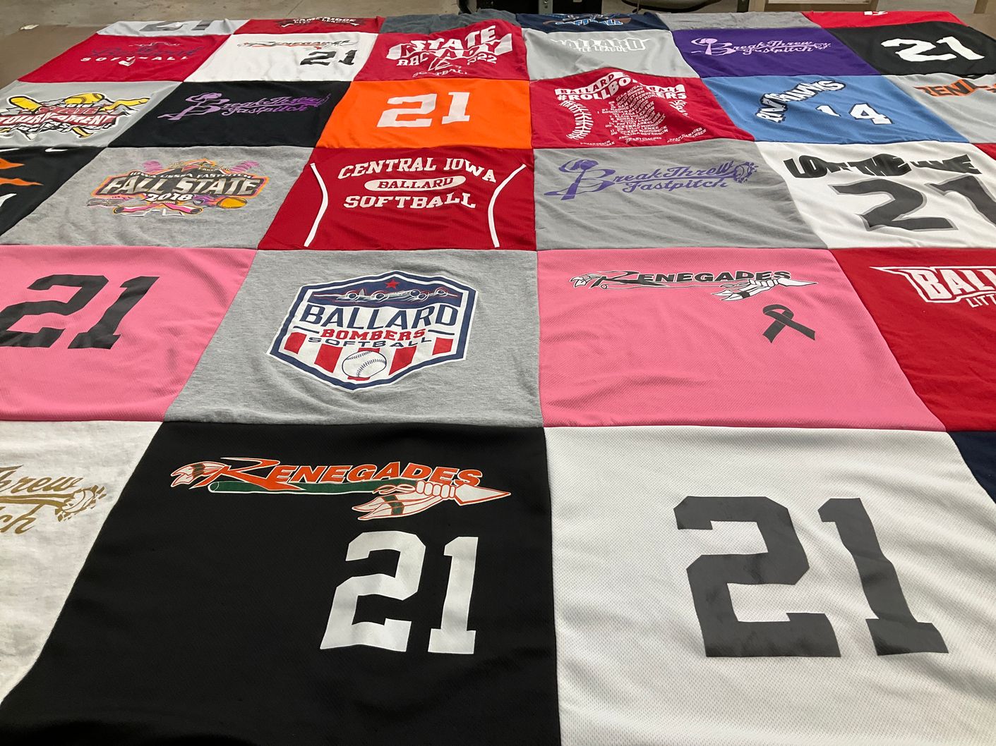 T-shirt quilt featuring ballard bombers, renegades by Barb from IA