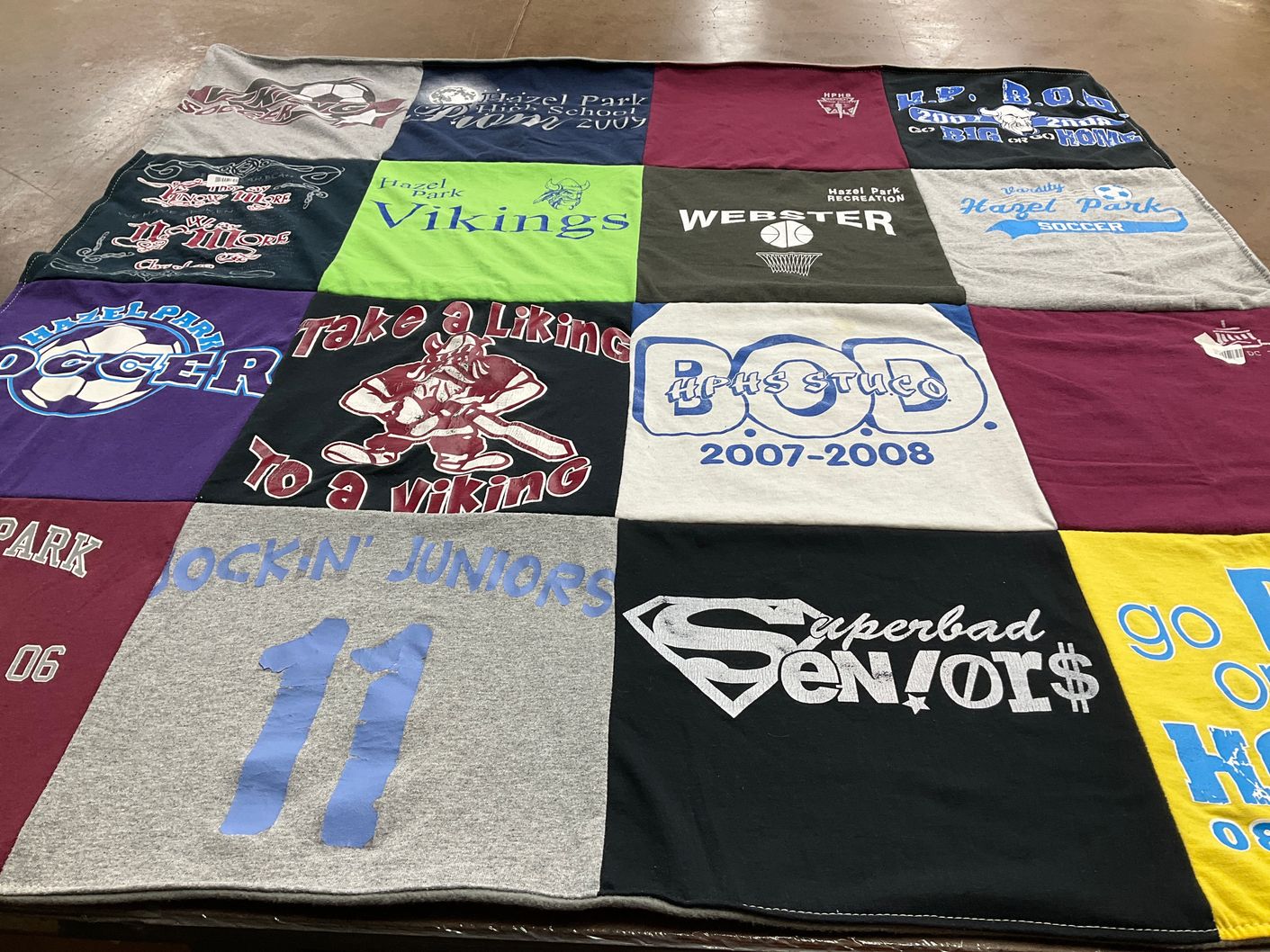 T-shirt quilt featuring hazel park vikings by Viyan from MI