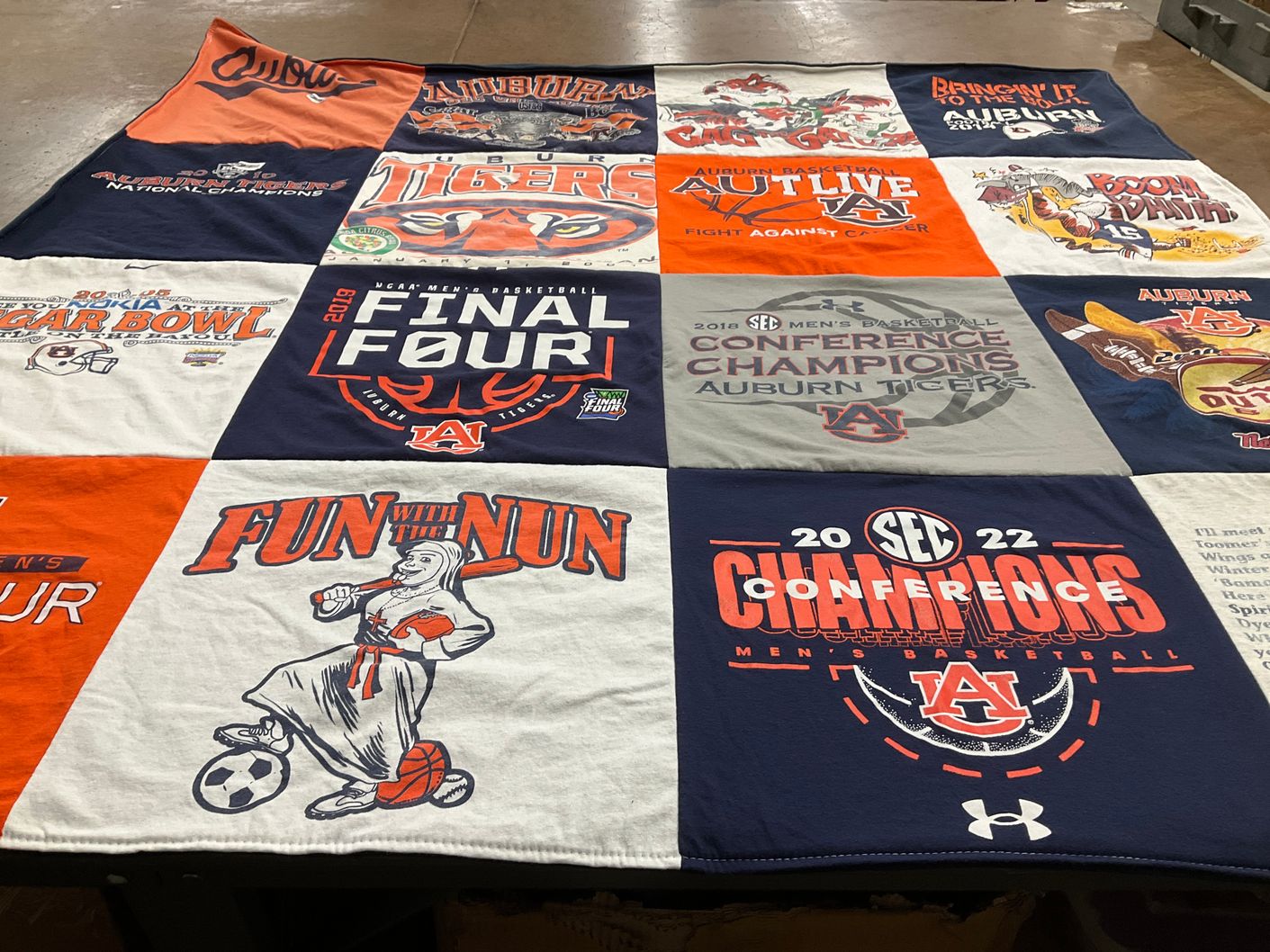 T-shirt quilt featuring auburn tigers by Tom from AL