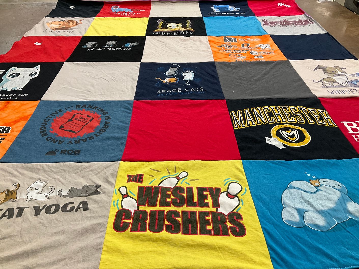 T-shirt quilt from manchester university by Rebecca from NH