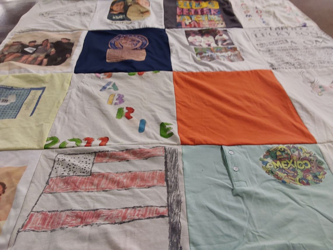 T-shirt quilt with art, family themes by Robert from NY
