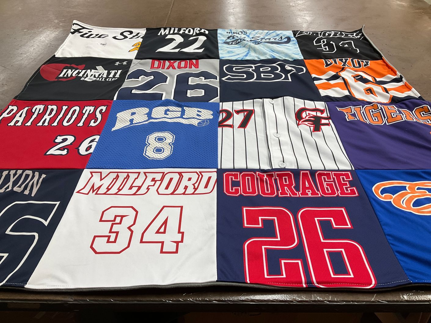 T-shirt quilt featuring milford patriots by Matthew from OH