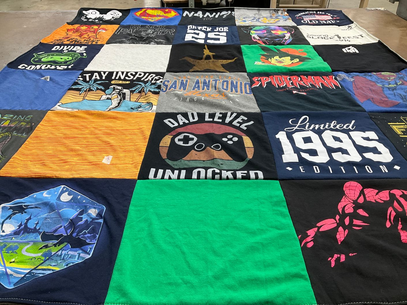 T-shirt quilt from san antonio college by Mary from NY