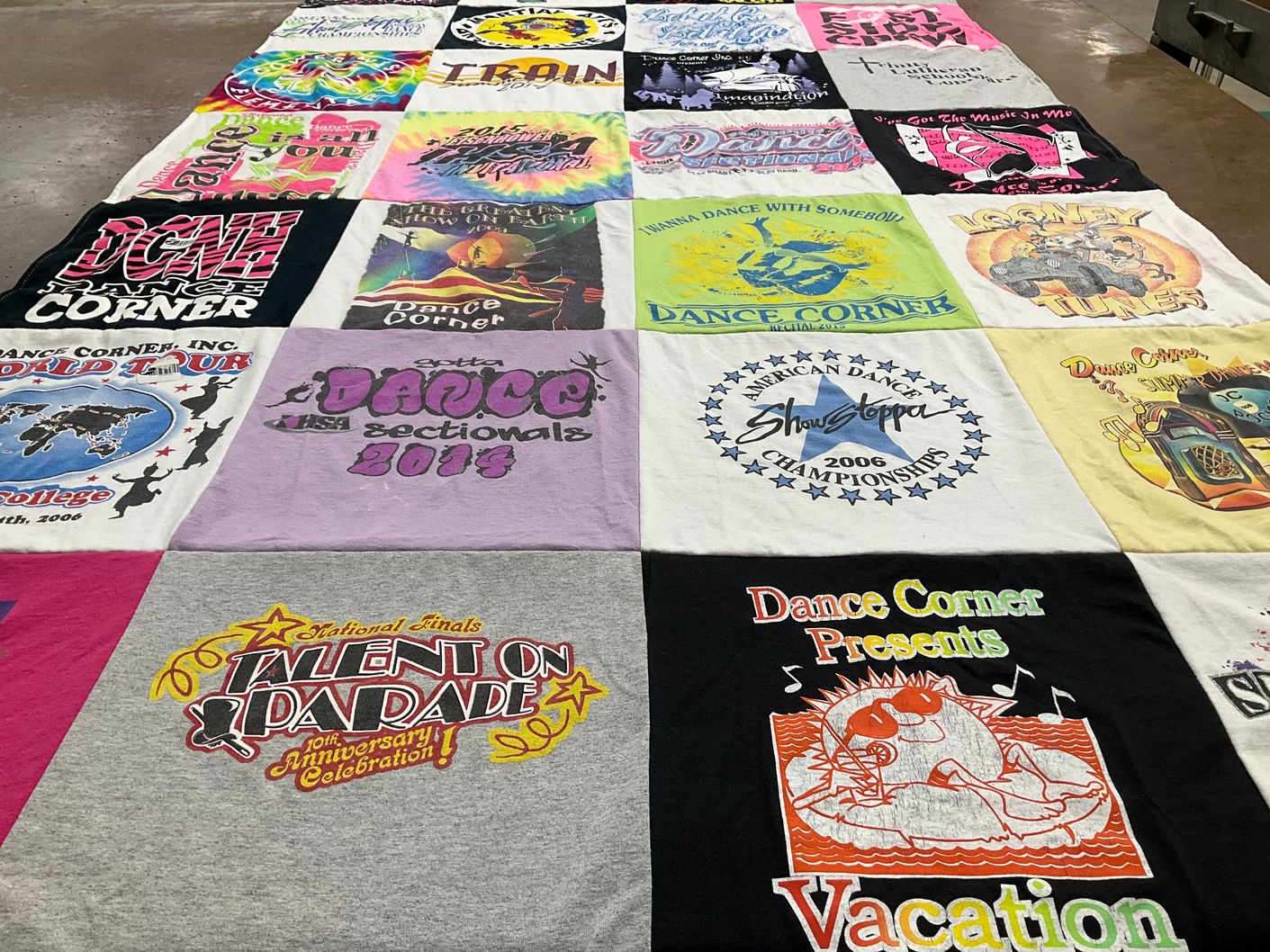 T-shirt quilt with dance, performing arts themes by Andrea from IL