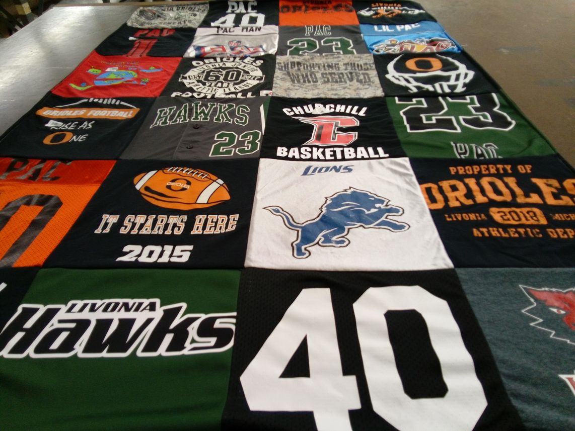 T-shirt quilt featuring orioles, hawks by Heather from MI