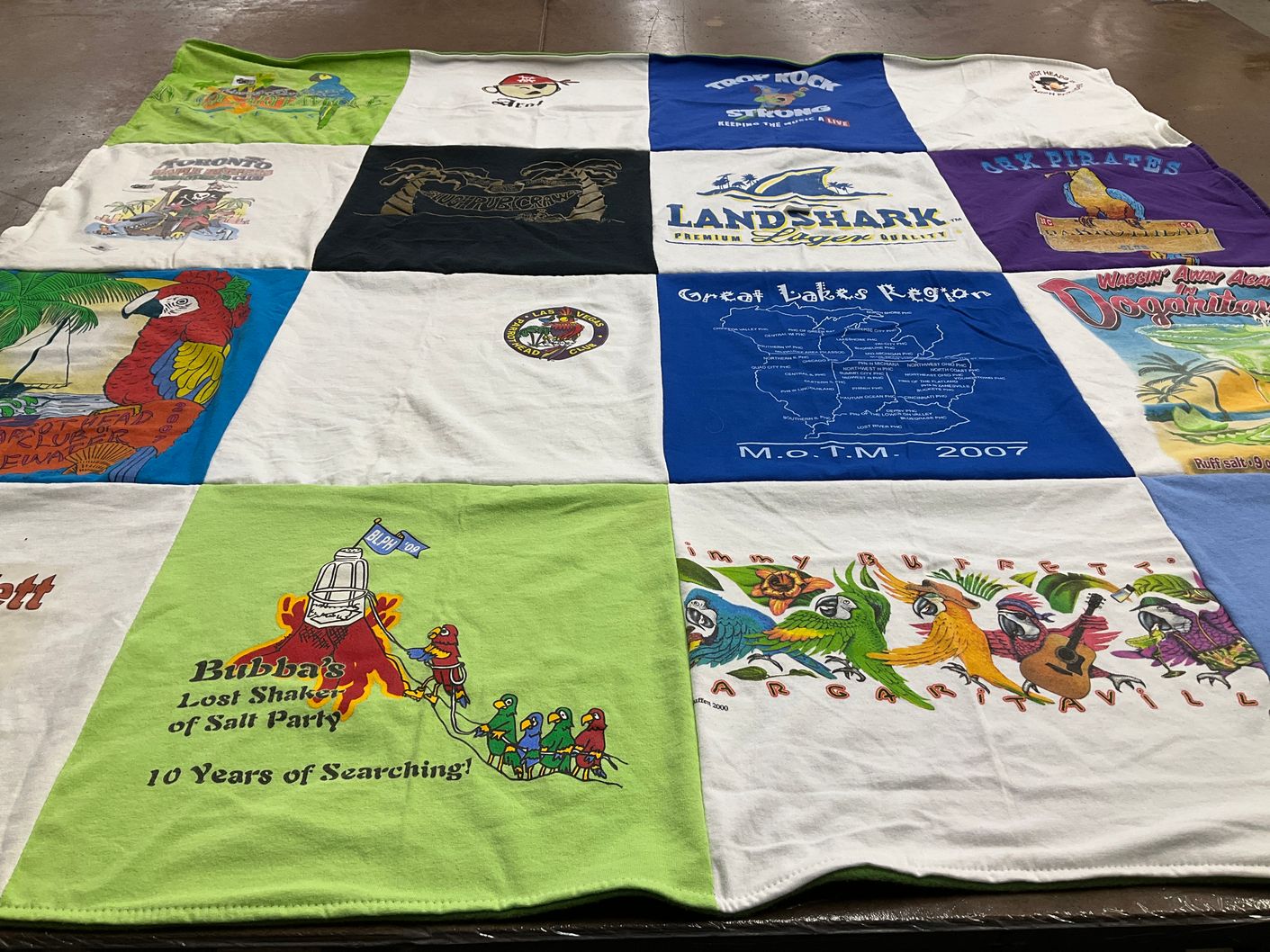 T-shirt quilt with beach, pirates themes by Julie from IL