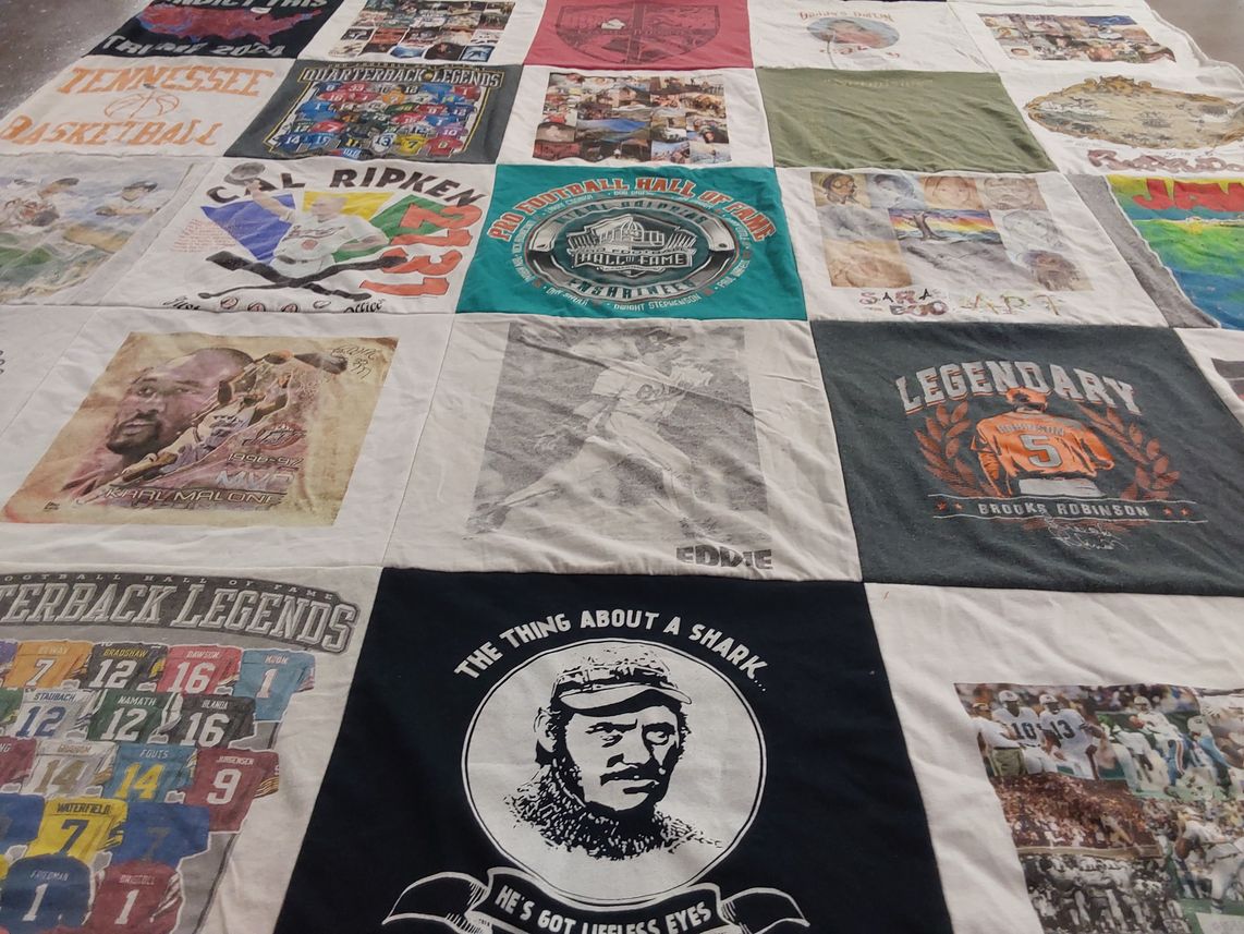 T-shirt quilt with sports, basketball themes by leonard from TN