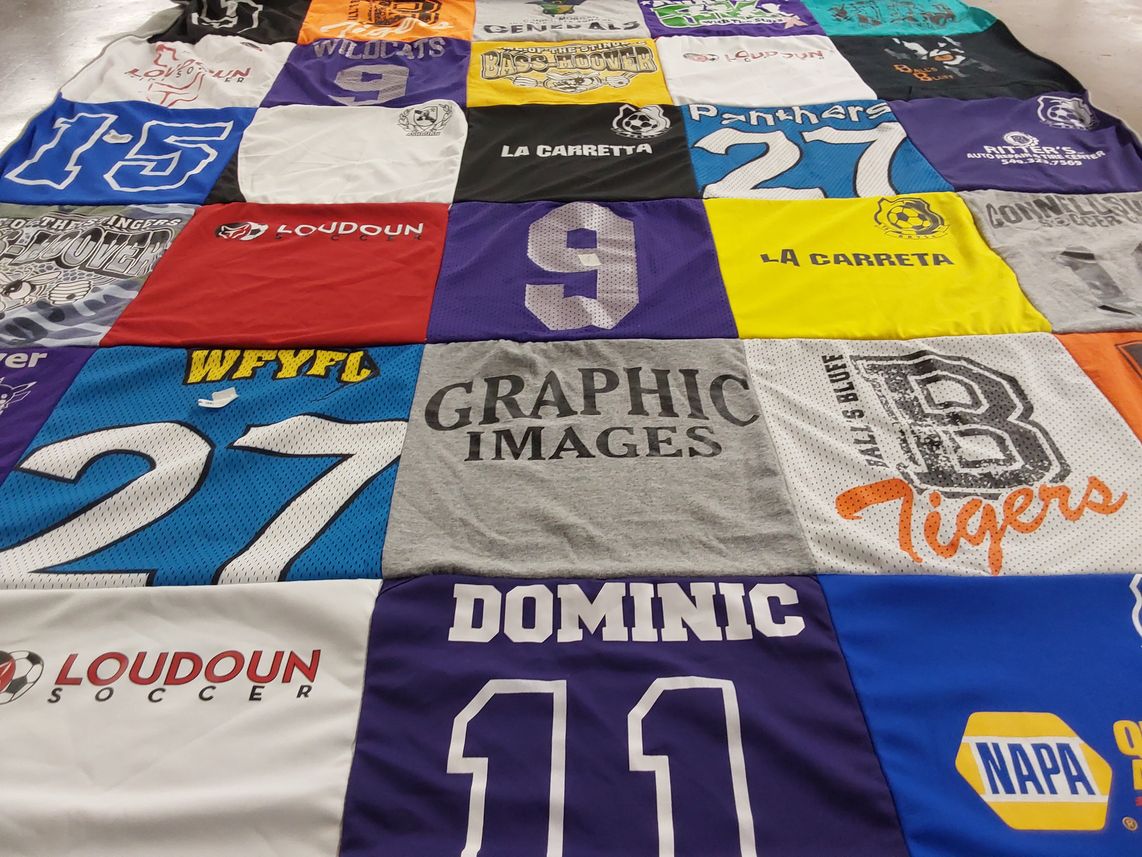 T-shirt quilt with soccer themes by Mark from VA
