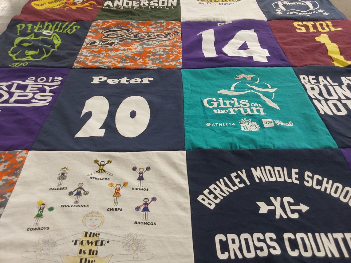 T-shirt quilt featuring pittsburgh steelers, oakland raiders by Anita from MI