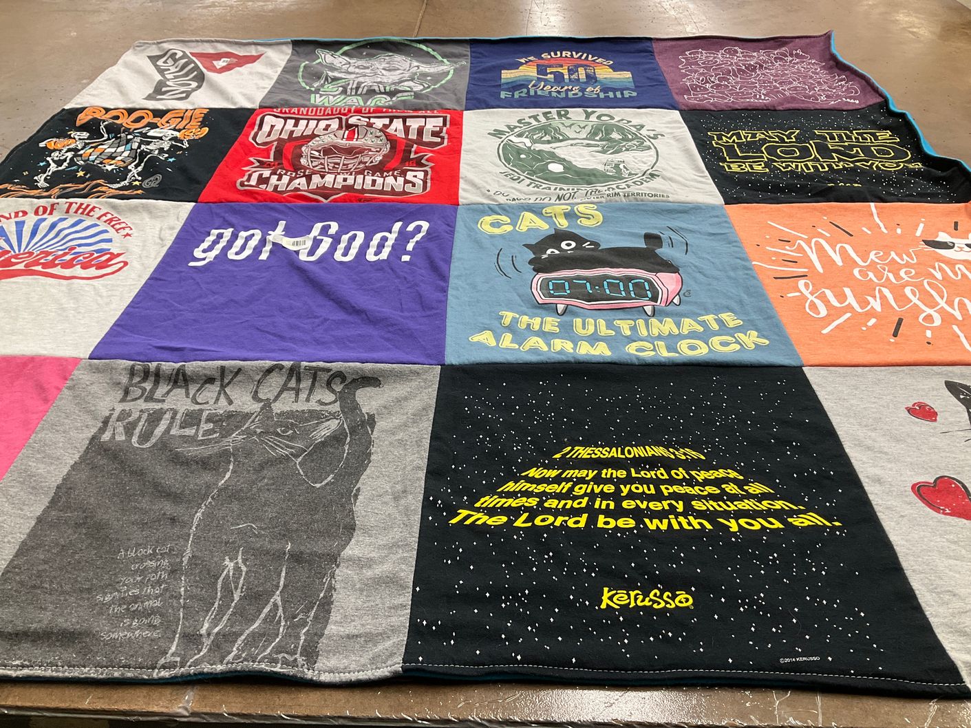 T-shirt quilt from ohio state university by Sara from OH