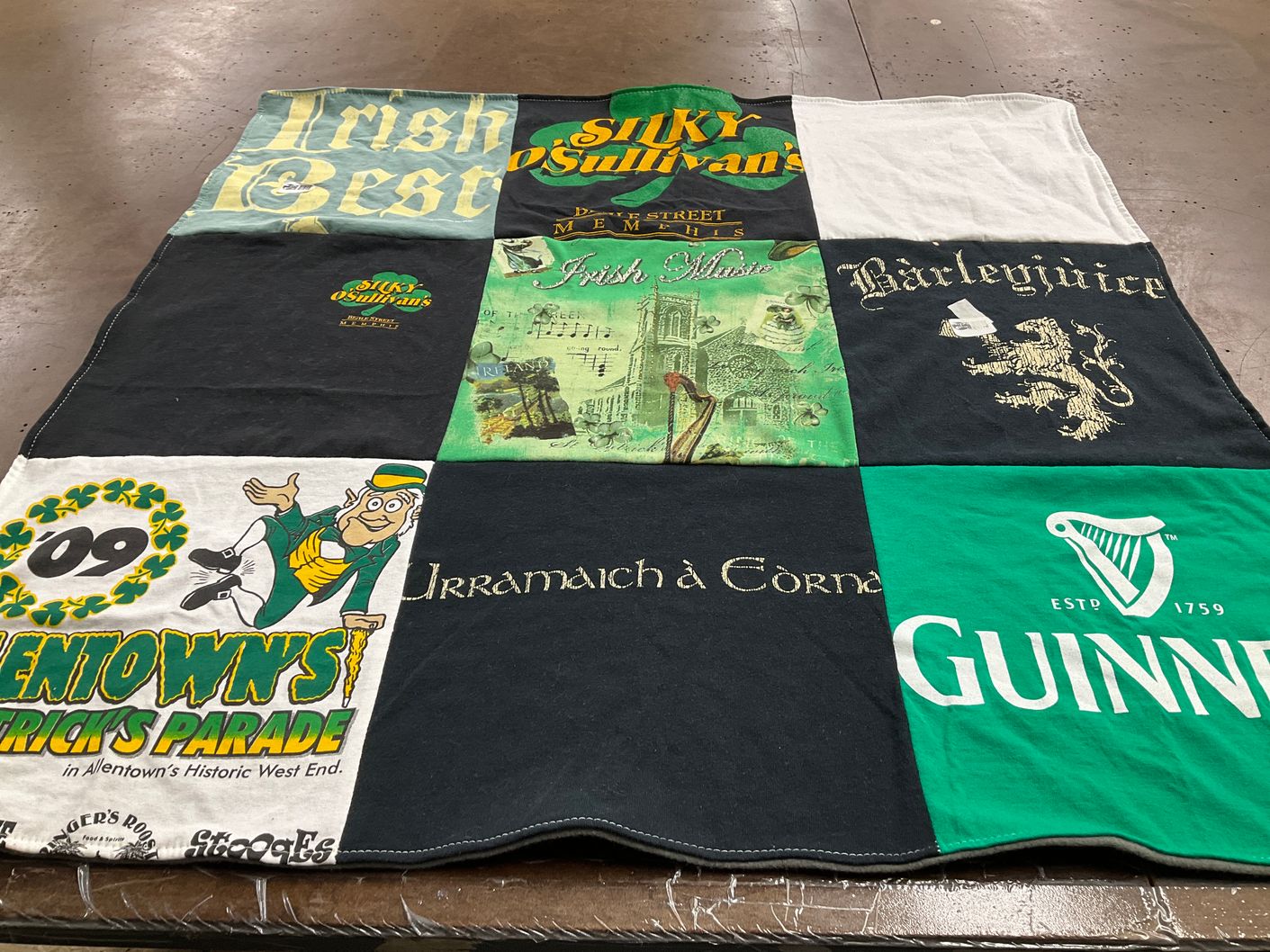T-shirt quilt with irish culture, st. patrick's day themes by Julie from IL