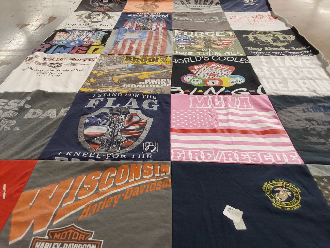 T-shirt quilt from mena high school by Van from AR