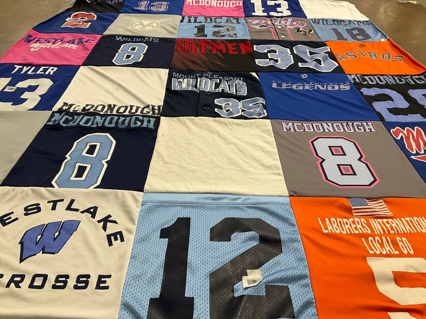 T-shirt quilt featuring wildcats, westlake lacrosse by Colin from NY