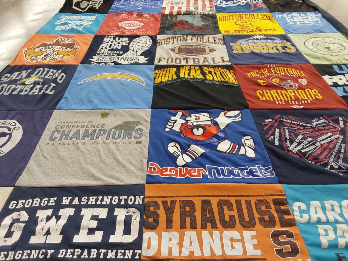 T-shirt quilt featuring san diego chargers, denver nuggets by Dani from CO