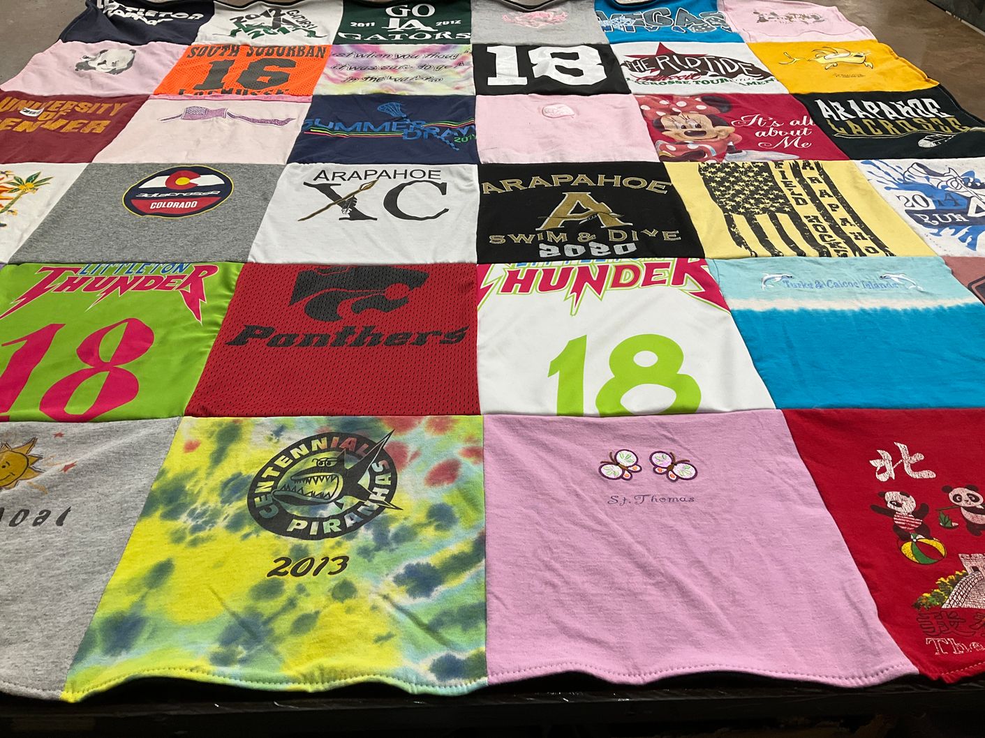 T-shirt quilt featuring arapahoe swim team, littleton thunder by Diane from TX